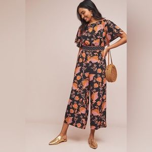 Maeve Black and Orange Floral Jumpsuit